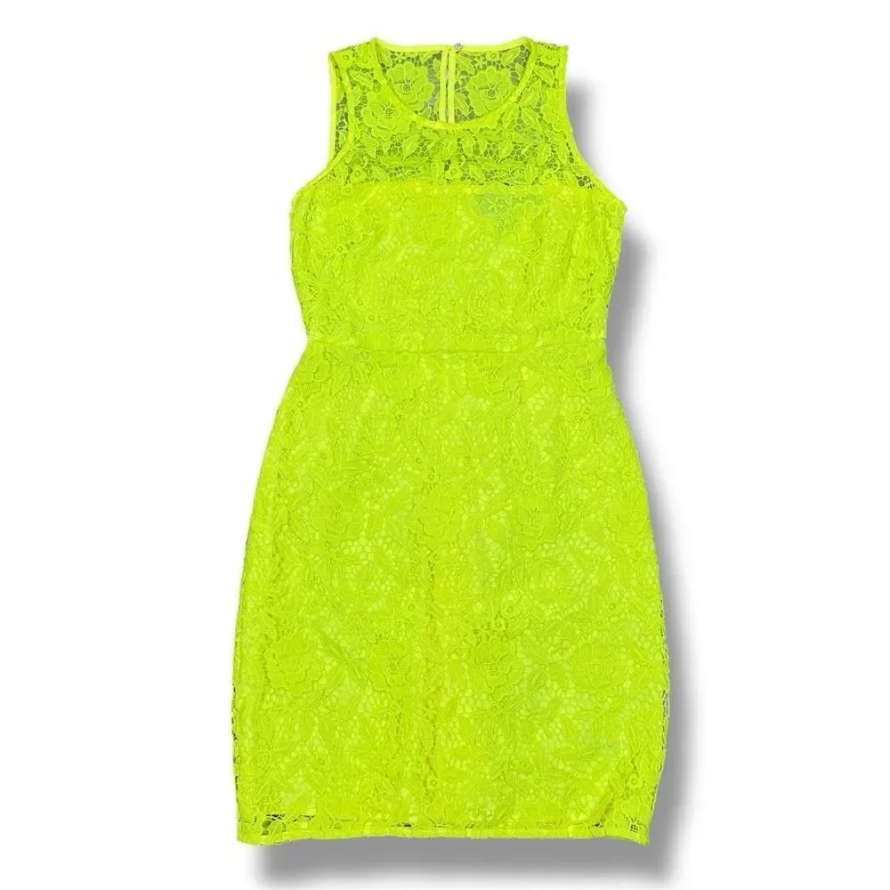 J. Crew Collection Neon‎ Lace Sleeveless Sheath Dress Yellow 4